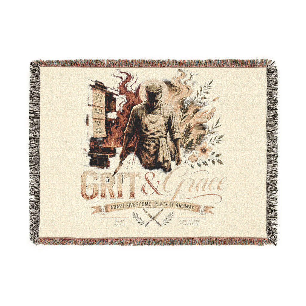 Grizzly Bear Rustic Cabin Woven Blanket