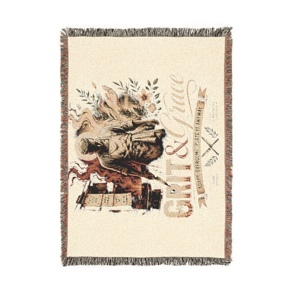 Grizzly Bear Rustic Cabin Woven Blanket