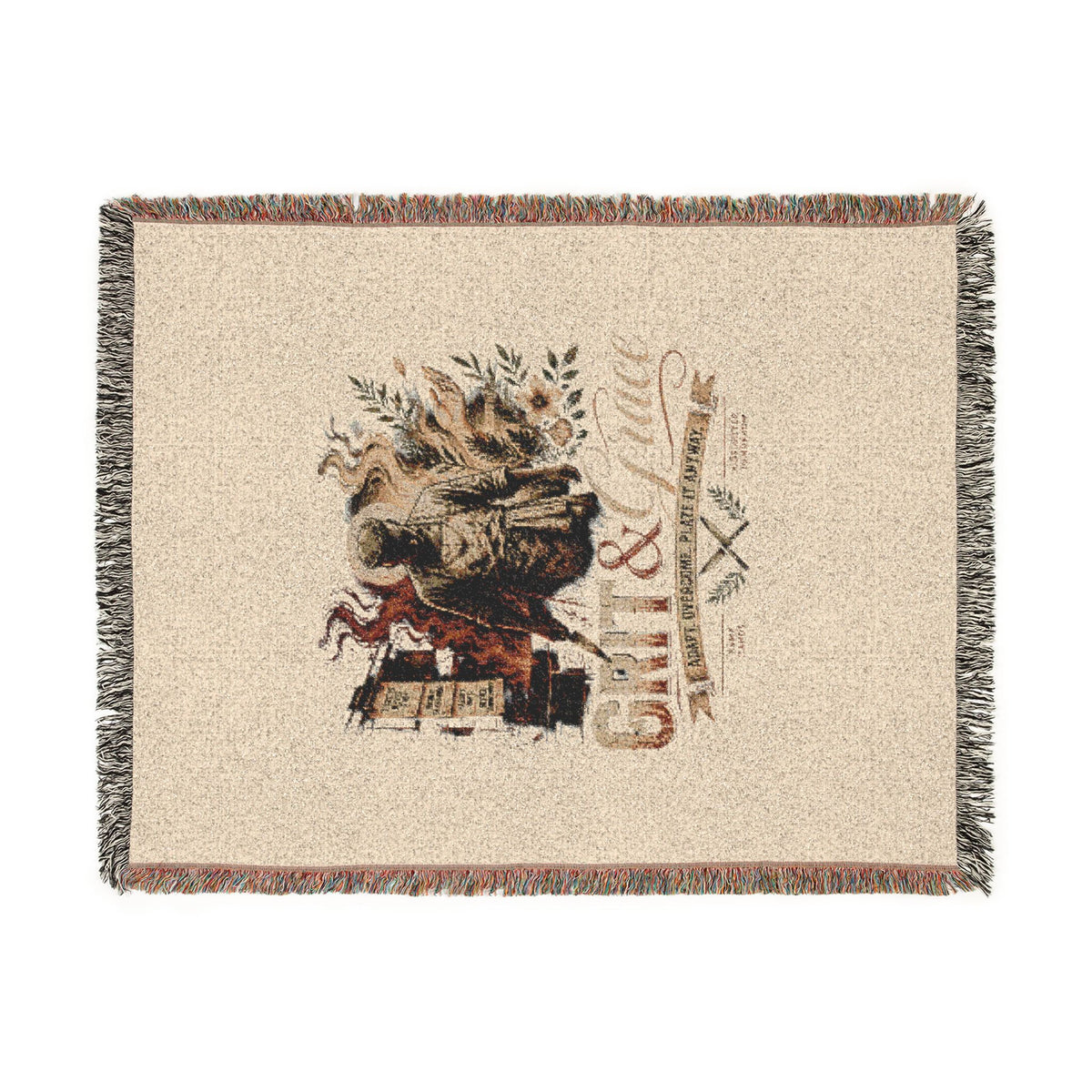 Grizzly Bear Rustic Cabin Woven Blanket