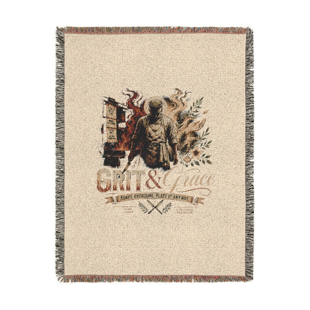 Grizzly Bear Rustic Cabin Woven Blanket