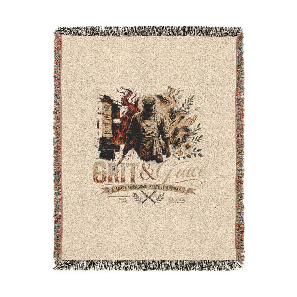 Grizzly Bear Rustic Cabin Woven Blanket